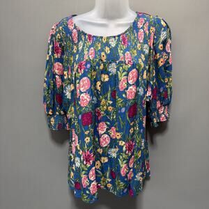 Terra & Sky Women’s Plus Size Top Size 0X 14W Floral NWOT
